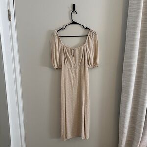 Nordstrom Sanctuary Beige and White Polka Dot Midi Dress